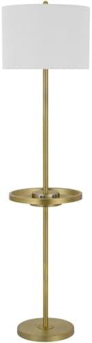 150W 3 Way Crofton Metal Floor Lamp With Centered Metal Tray Table With 2 Usb Charging Ports And Weighted Metal Base -