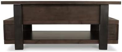 Vailbry Lift Top Cocktail Table Brown - Signature Design by Ashley: UPC 024052498875, Open Shelf, Faux Metal Legs