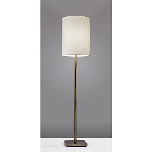 Elegant Antique Brass 60'' Floor Lamp with Beige Textured Shade