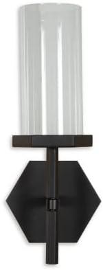 Bronze Geometric Metal Wall Sconce with Clear Glass