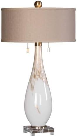 Uttermost Cardoni 32" Gloss White Hand-Blown Glass Table Lamp