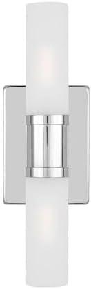 Keaton Chrome 2-Light Dimmable Bath Vanity with Satin Etched Glass