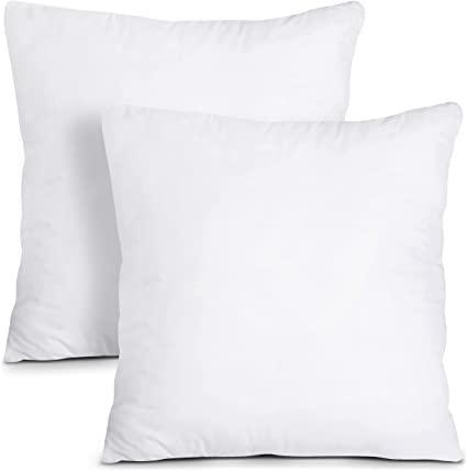 THROW PILLOW, SOFA PILLOW, OUT DOOR PILLOW, COUCH PILLOW, BEDDING PILLOW Inserts (Set of 2, White), 18x18 Inches - Lightweight Fillers for Sofa, Bed, and Home Décor (18x18 Inch (Pack of 2)
