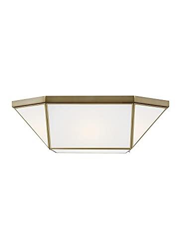 Morrison 20 in. 4-Light Satin Brass Flush Mount with White Glass Panel