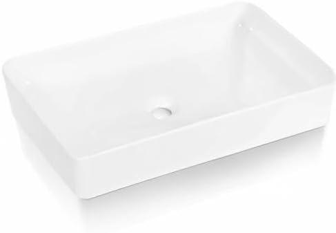 24'' White Gloss Ceramic Rectangular Above-Counter Sink