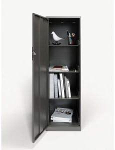 Modern Graphite Steel Lockable Office Cabinet with 4 Shelves