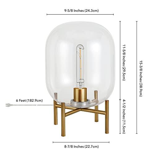 Edison Voice-Controlled Industrial Table Lamp in Brushed Brass/Clear