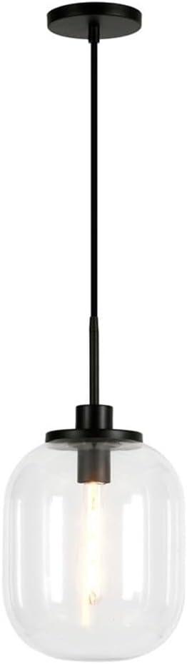 Evelyn&Zoe 9" Blackened Bronze Metal/Glass Pendant