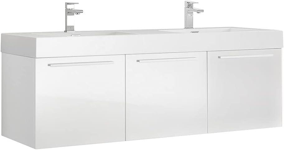 Vista 60'' Wall Mounted Modern Double Bathroom Vanity with Acrylic Vanity Top