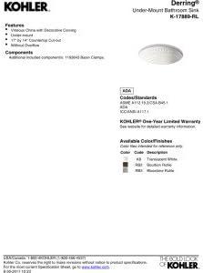 Kohler Derring®, Artist Editions Oval Undermount Bathroom Sink