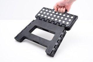 Simplify Plastic 9" Stripe Top 1 Step Folding Step Stool, Black