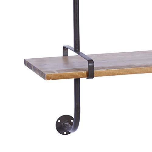 Wood 3 Level Wall Shelf with Black Metal Brackets