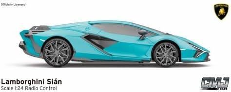 CMJ RC Cars: Lamborghini Sián FKP 37 - Blue - 1:24 Scale, 2.4GHz, LED Headlights