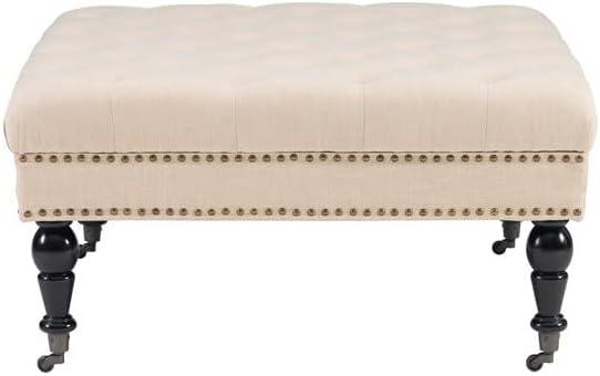 Kelly Clarkson Home Landis 35" Nailhead Trim Tufted Upholstered Ottoman