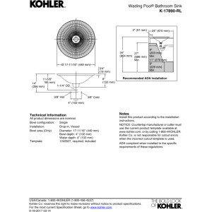 Kohler Derring® Carillon , Artist Editions Round Carillon Wading Pool Bathroom Sink