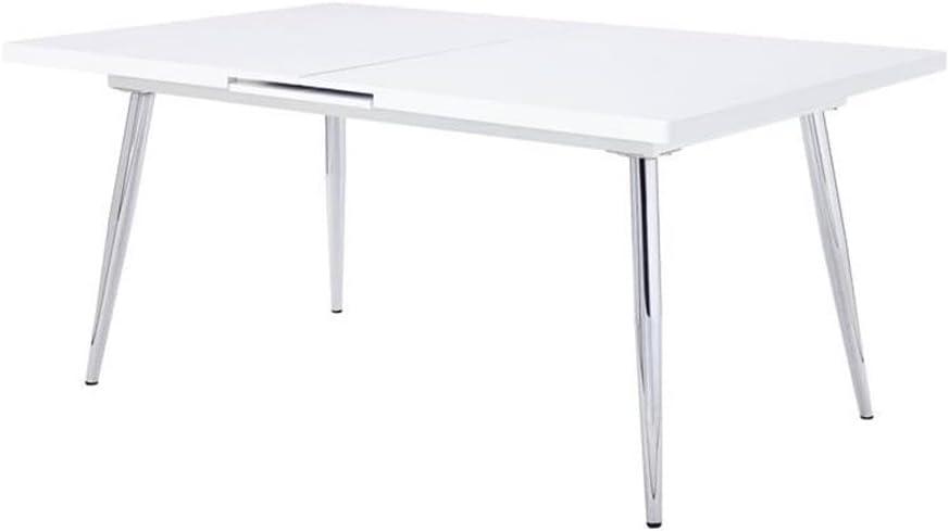 White High Gloss Extendable Dining Table with Chrome Legs
