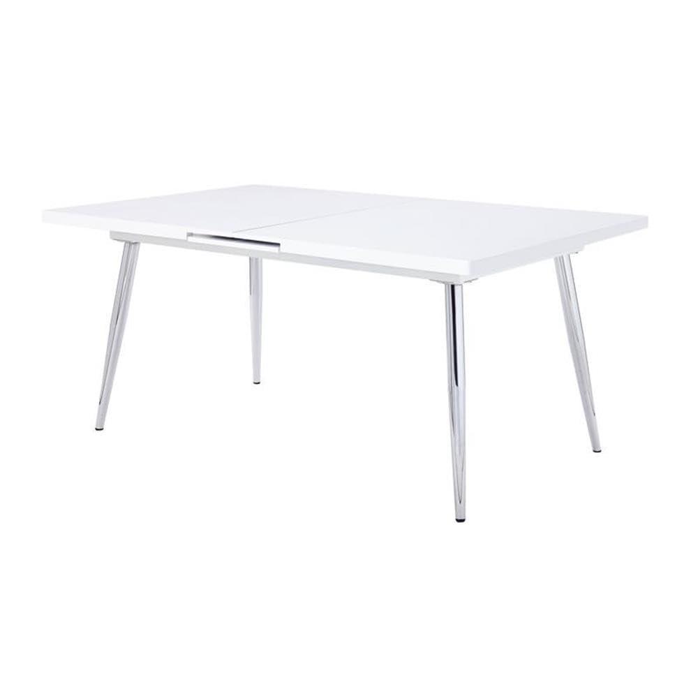 White High Gloss Extendable Dining Table with Chrome Legs