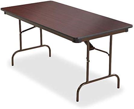 Mahogany Wood Laminate Folding Table with Steel Legs