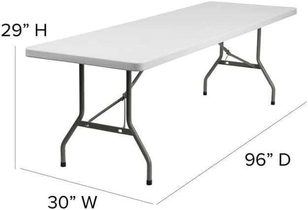 Amazing for less 8ft Folding Table White Plastic Portable Long Foldable Tables Indoor Outdoor Party Picnic Camping Fold Table 8 Foot (4ft, 6ft, 8ft)