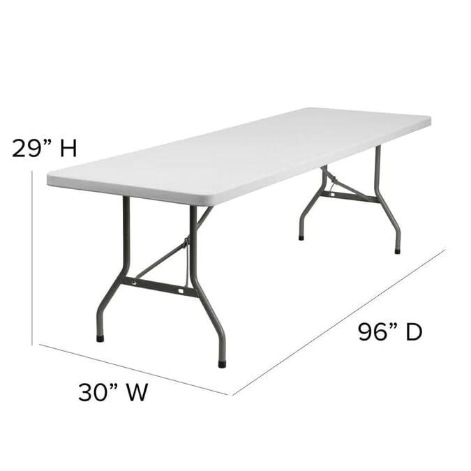 Amazing for less 8ft Folding Table White Plastic Portable Long Foldable Tables Indoor Outdoor Party Picnic Camping Fold Table 8 Foot (4ft, 6ft, 8ft)