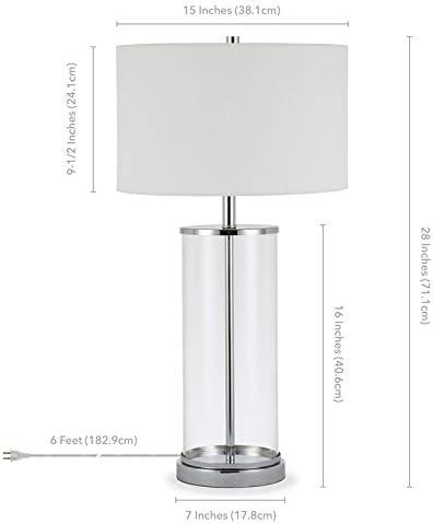 Evelyn&Zoe 28" Traditional Metal Table Lamp with White Drum Linen Shade