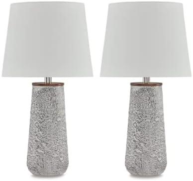 Signature Design by Ashley (Set of 2) Chaston Table Lamps Antique White: Contemporary Style, 3-Way Switch, Metal Body