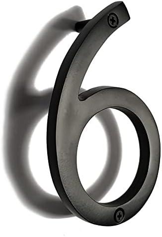 8-Inch Black Metal Floating House Number 6