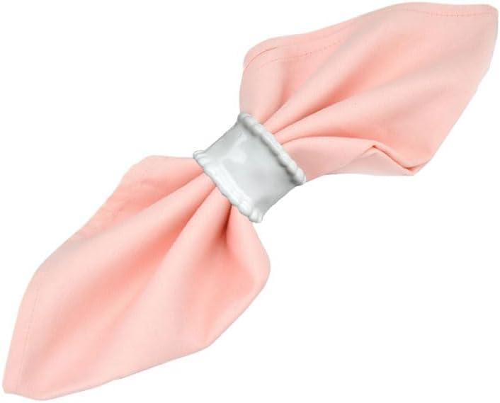 Porcelain Napkin Rings Beaded Napkin Rings, Pack 4 Bead Side Serviette Ring Buckles Round Delicate Solid Cloth Napkin Bands for Dinner Parties, Wedding, Thanksgiving, Christmas Holiday