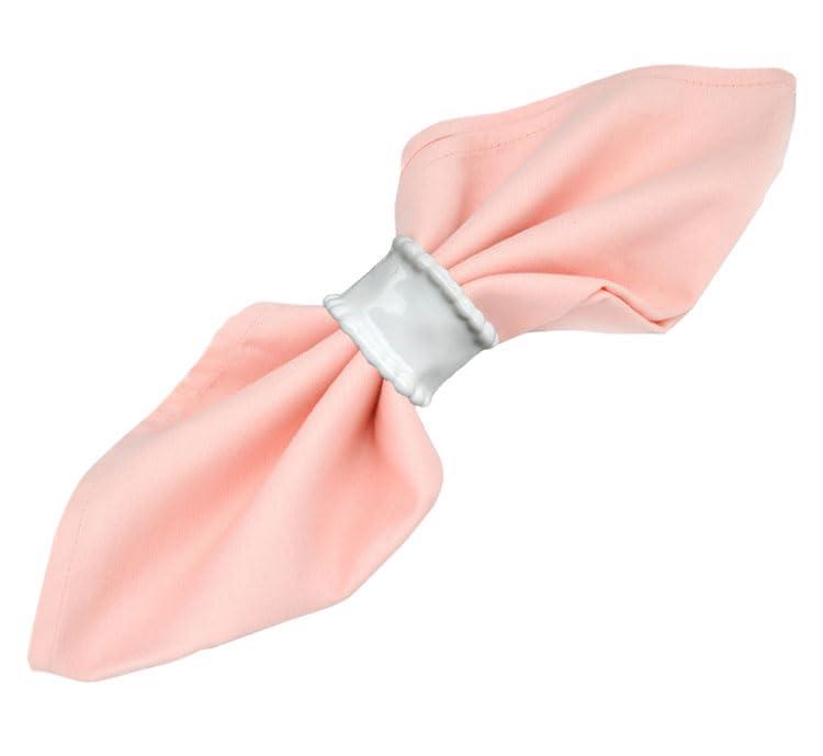 Porcelain Napkin Rings Beaded Napkin Rings, Pack 4 Bead Side Serviette Ring Buckles Round Delicate Solid Cloth Napkin Bands for Dinner Parties, Wedding, Thanksgiving, Christmas Holiday