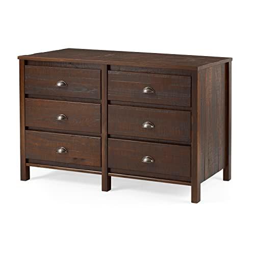 Farmhouse Walnut Double Dresser with Felt-Lined Drawers