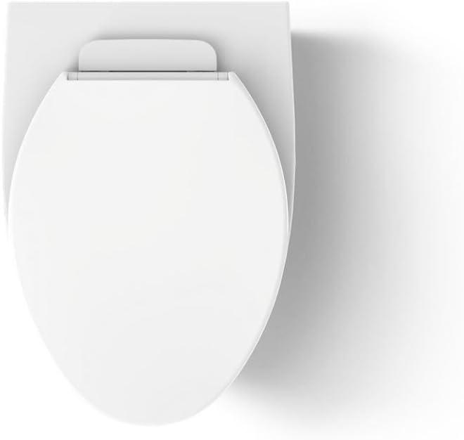 White Wall-Hung Elongated Ceramic Toilet with Skirted Trapway