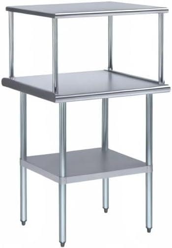 Stainless Steel Work Table with Wide Single Tier Overshelf | Metal Kitchen Prep Table & Shelving Combo (30" x 48" Work Table + 12" Overshelf)