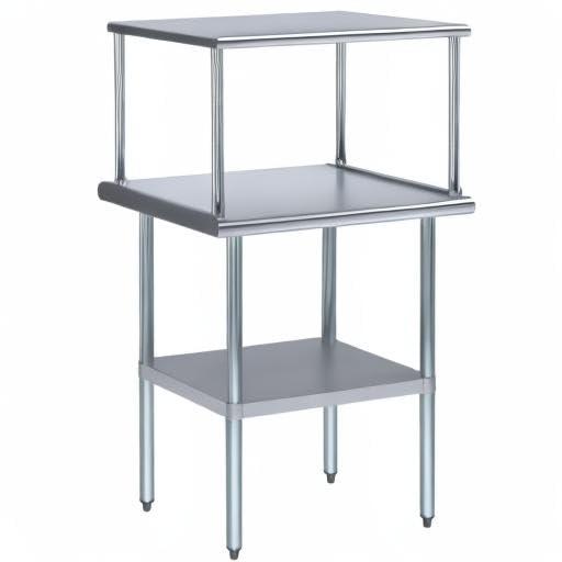 Stainless Steel Work Table with Wide Single Tier Overshelf | Metal Kitchen Prep Table & Shelving Combo (30" x 48" Work Table + 12" Overshelf)
