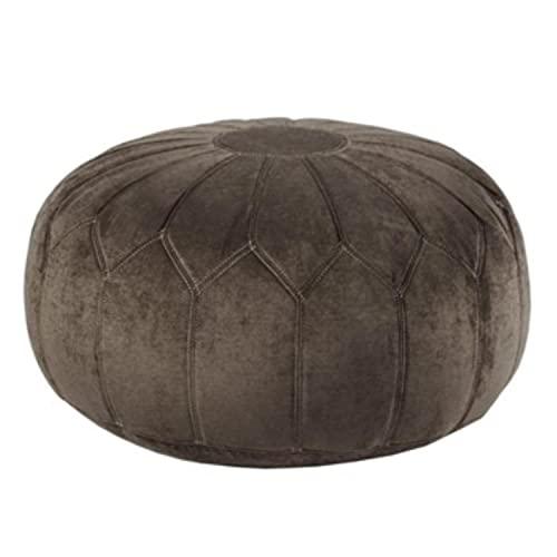 Aryana Chic Oversized Round Pouf Ottoman with Distinctive Stitching