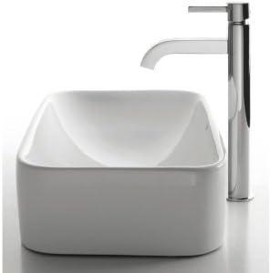 Ceramic Rectangular Vessel Bathroom Sink with Faucet