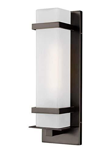 Antique Bronze 14" Etched Opal Glass Outdoor Wall Sconce