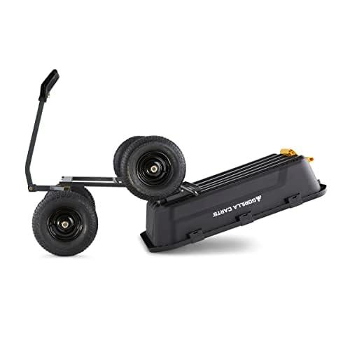 Gorilla Carts Heavy Duty 12 Cubic Foot Poly Yard Dump Cart, Garden Wheelbarrow Wagon with Pneumatic Flat Free Tires for Outdoor Lawn Utility, Black