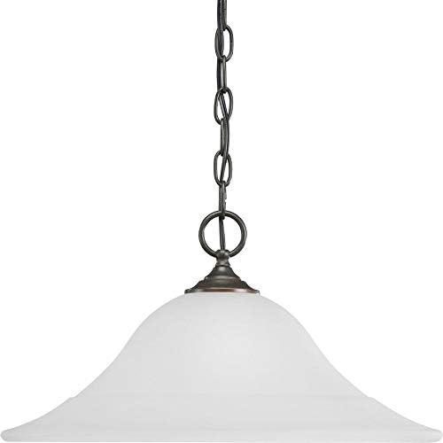 Progress Lighting Trinity 1-Light Pendant, Ceramic, Antique Bronze, Etched Glass Shade