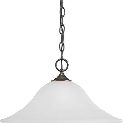 Progress Lighting Trinity 1-Light Pendant, Ceramic, Antique Bronze, Etched Glass Shade