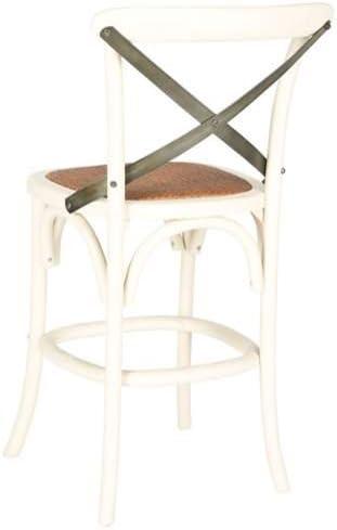 Eleanor Ivory and Black Oak X-Back Counter Stool