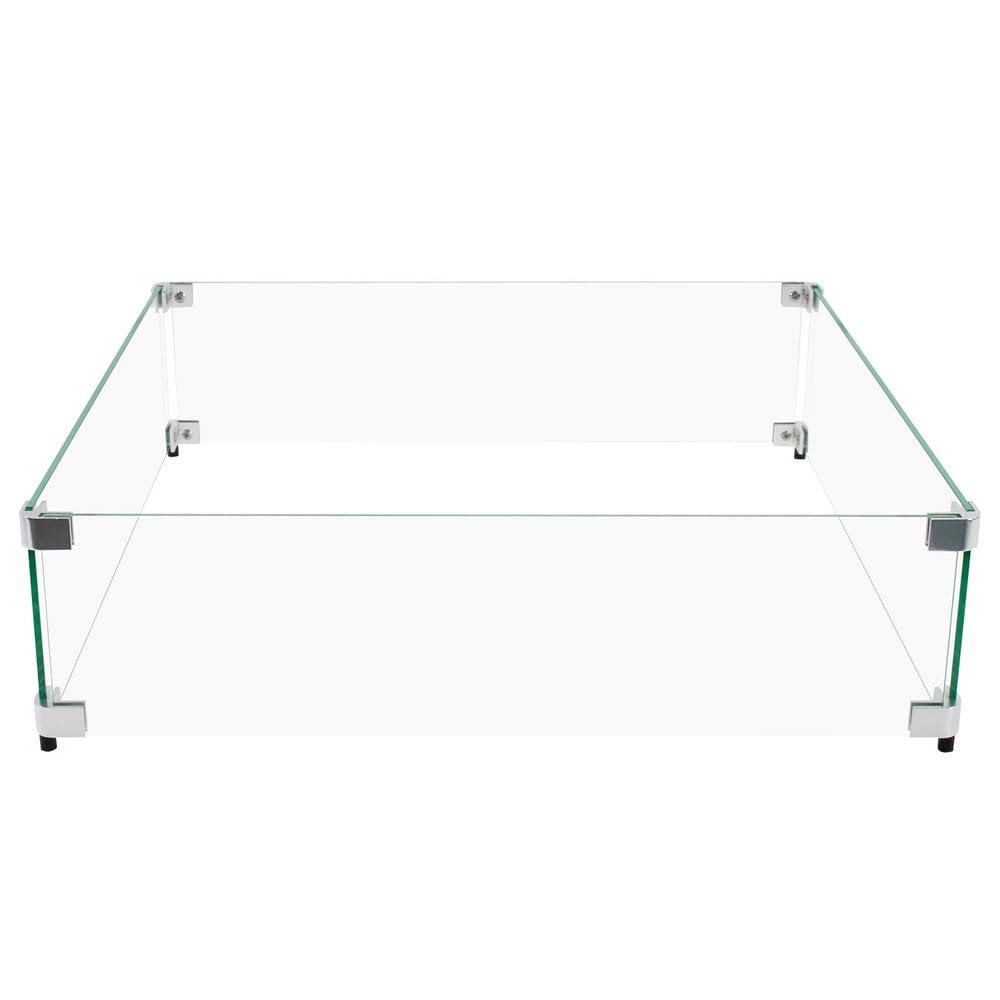 Celestial Fire Glass Square Fire Pit Wind Guard