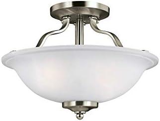 Brushed Nickel 13" Satin Etched Glass Semi-Flush Mount Light