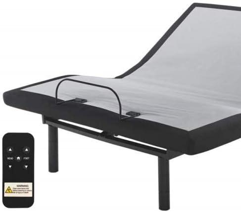 Gray King Adjustable Metal Frame Bed with Remote Control