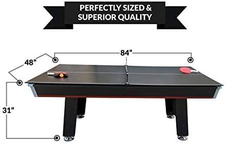 PUCK Atlas 7-Foot Table Multi Game Tennis Air Hockey Table (Black)