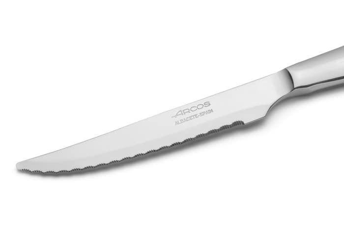 Arcos 4 Piece Steak Knife Set 4 inch. Pocket Knife Pack with Pearl Edge for Cutting and Fillet Meat. Monoblock Stainless Steel Blade and Handle. Series Mesa
