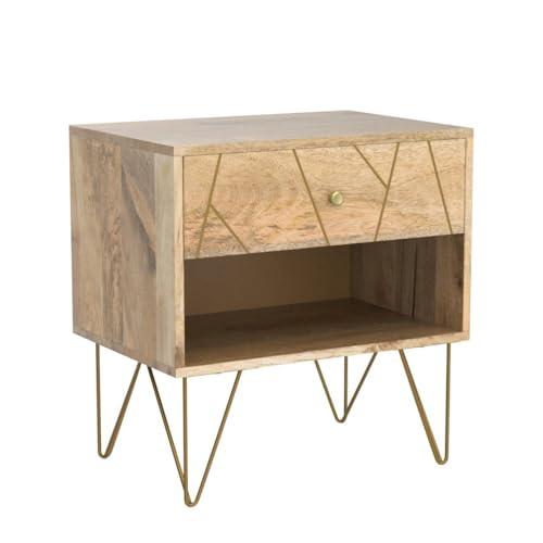 SAFAVIEH Marigold Mid-Century 1 Drawer Nightstand, Natural
