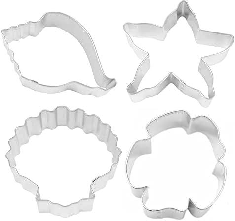 Sandy Beach Seashell Tin Plated Steel Cookie Cutter Set