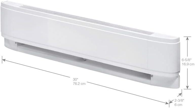 White 30" Electric Convection Baseboard Heater with Automatic Shut-off