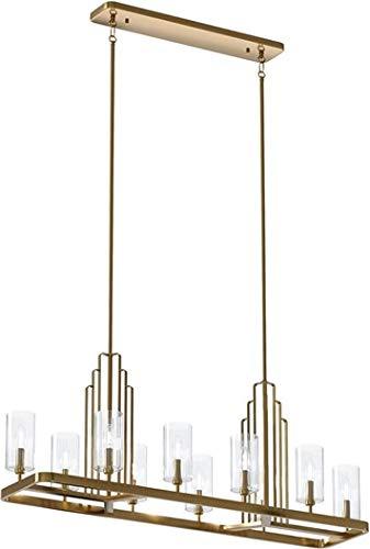 Kimrose™ 10 Light Linear Chandelier with Clear Fluted Glass Brushed Natural Brass