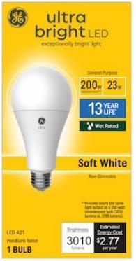 GE 200W Ultra Bright A21 LED Light Bulb Soft White: Energy Star Certified, 3010 Lumens, 13.7-Year Life, E26 Base